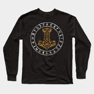 Mjolnir Hammer Of Thor With Runic Circle Long Sleeve T-Shirt